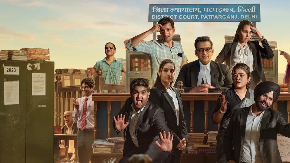 Maamla Legal Hai promotional still — courtroom seating
